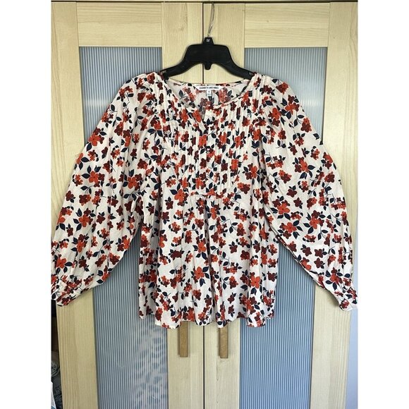 Elizabeth and James Floral Top Sz M Peasant Feminine Boho Cottagecore Blouse - Picture 2 of 5